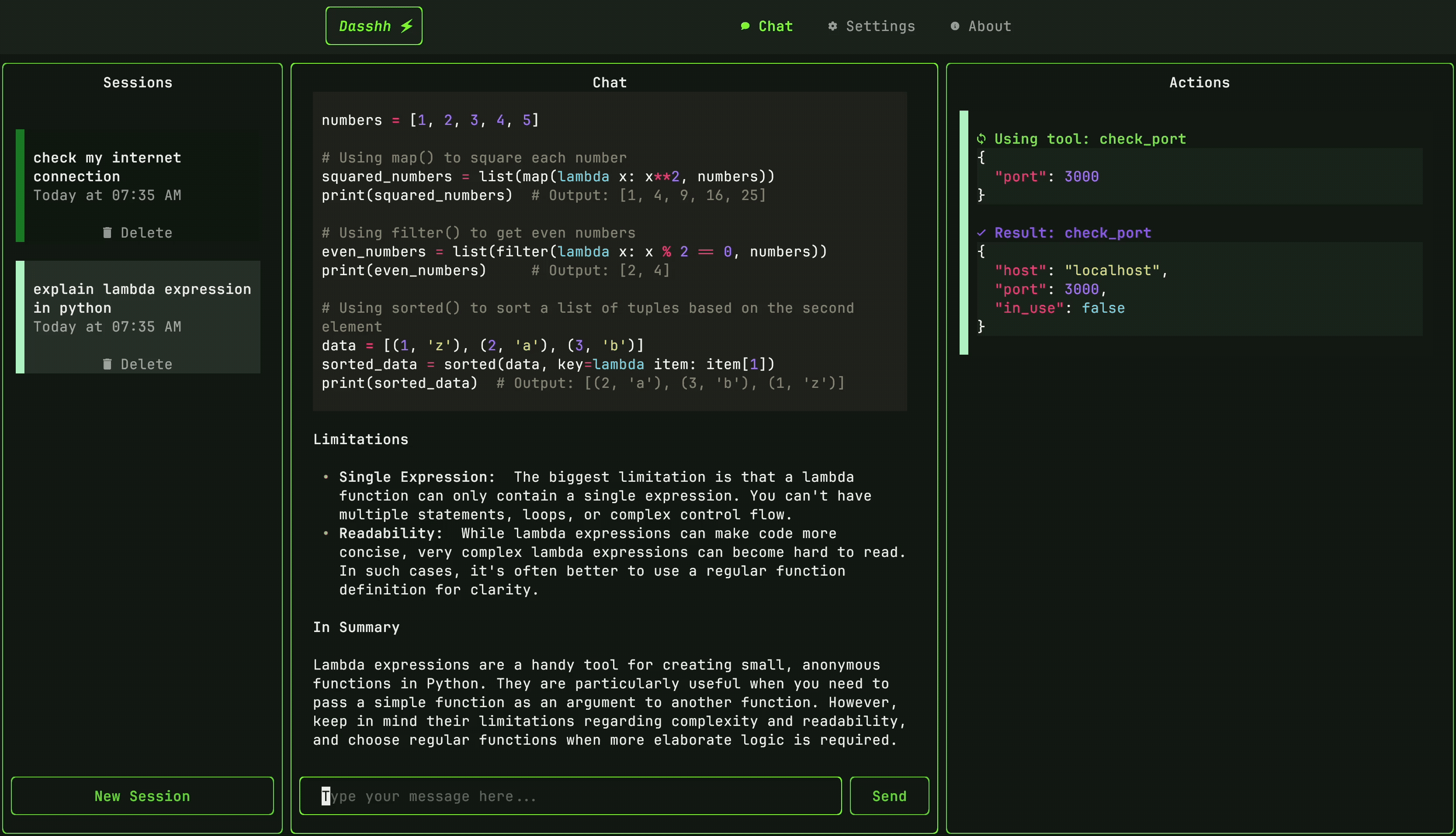 Interactive Chat UI